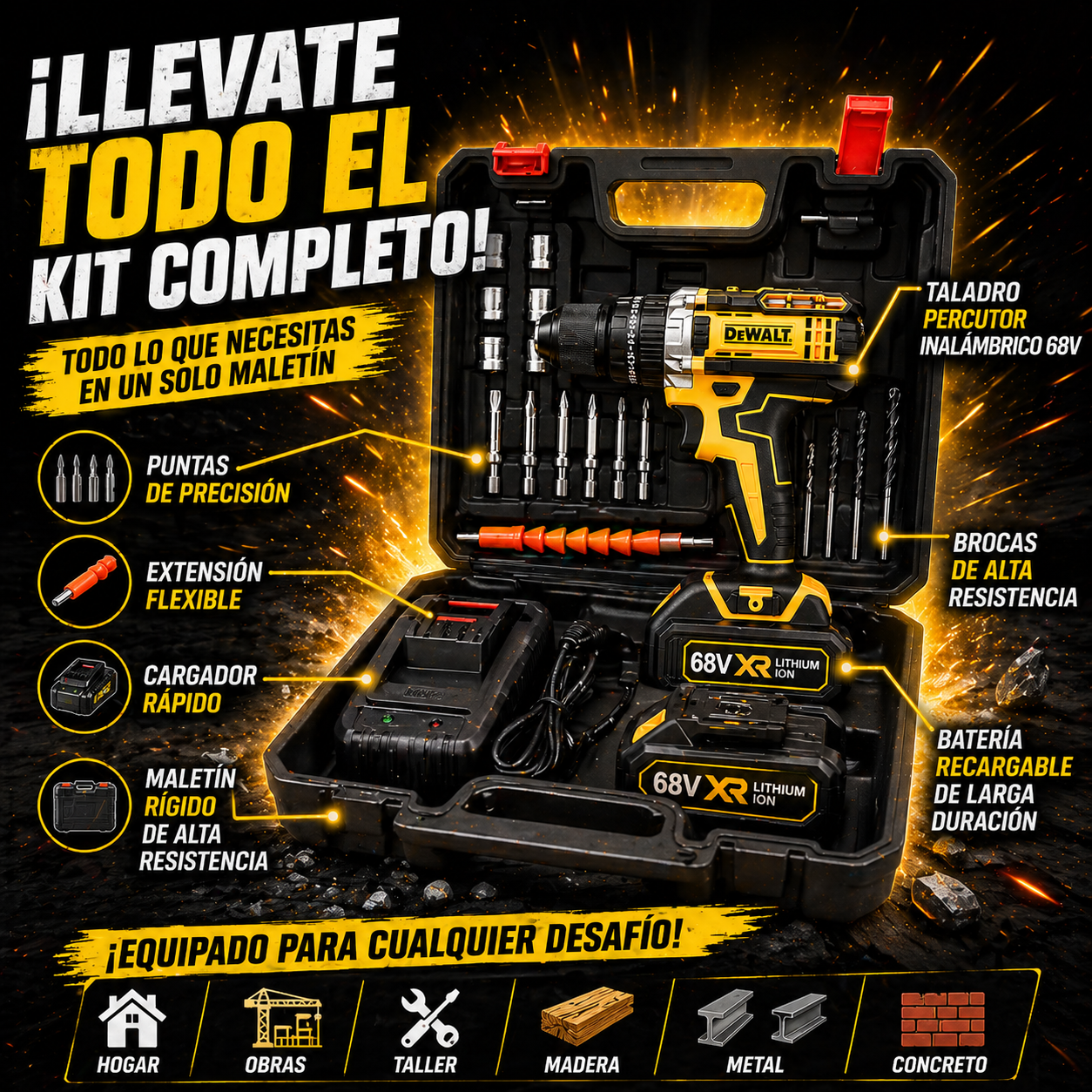¡POTENCIA BRUTAL EN TUS MANOS CON EL TALADRO DEWALT!