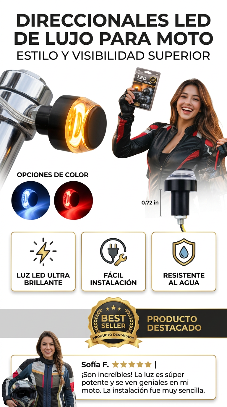 Direccionales Led Moto Luz De Lujo